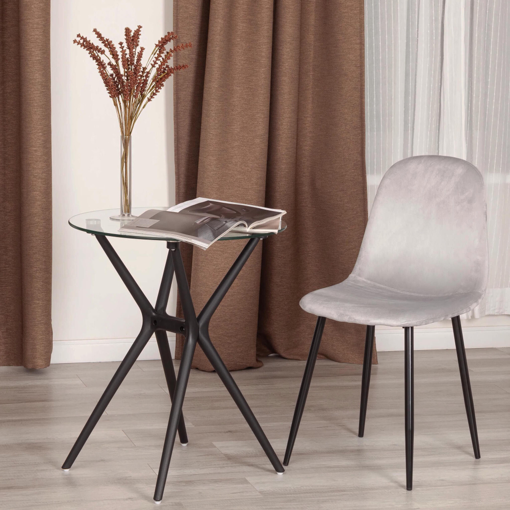 Стул BREEZE (mod. 4724) Велюр/металл , 44 х 53 х 87 см, Light grey (светло-серый) HLR14 / черный