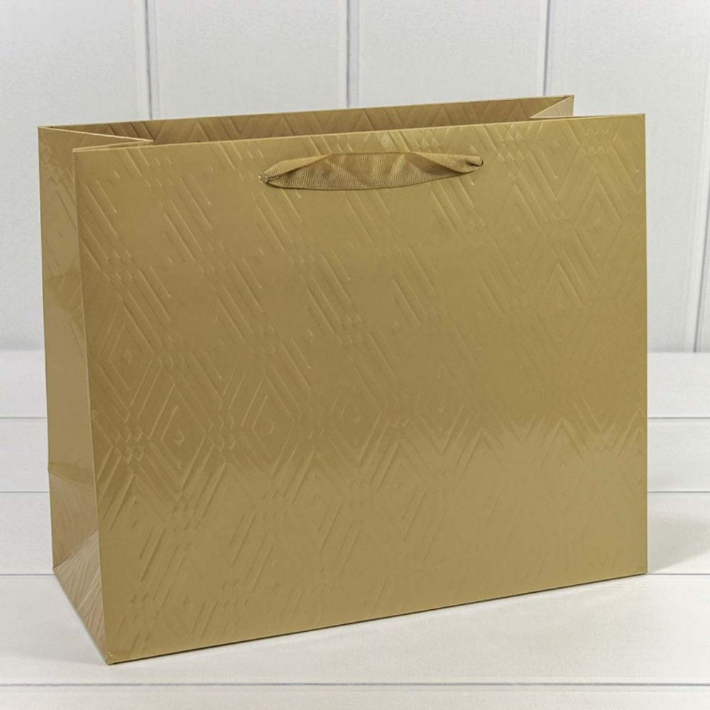 Пакет подарочный 32х26х13см Премиум "Элегант" (Золотой)
