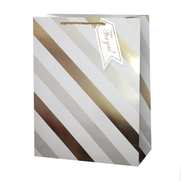 Пакет подарочный, Универсальная серия (золото), Дизайн №4, Металлик, 41,5*30*12 см, 1 шт.