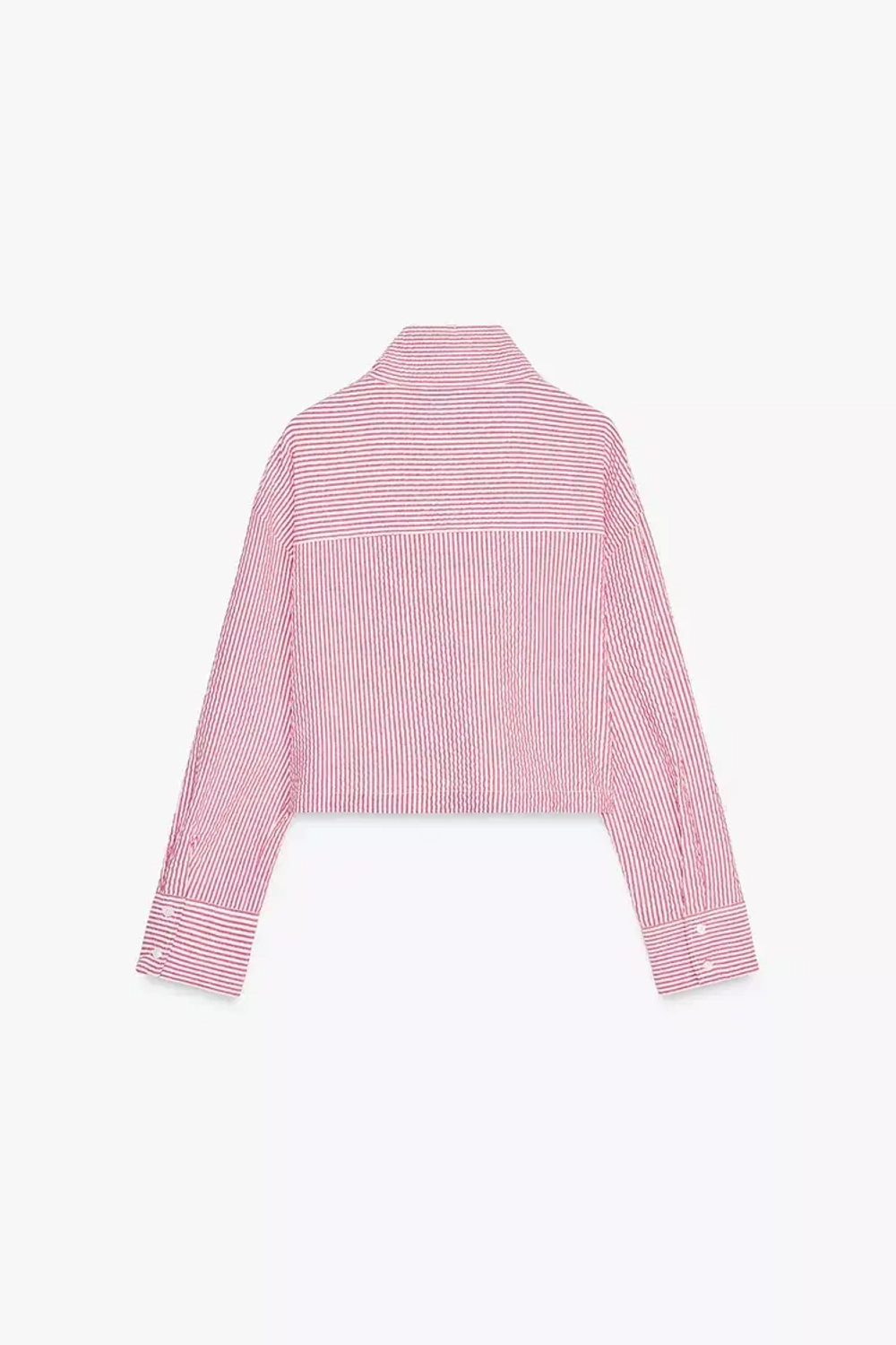 ZARA РУБАШКА В ПОЛОСКУ С ВЫСОКИМ ВОРОТНИКОМ, КРАСНЫЙ/БЕЛЫЙ