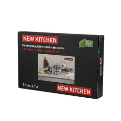 Сковорода 32/24 см h6 см New Kitchen Honeycombs нерж. с антиприг. покр. ИНДУКЦИЯ P.L.
