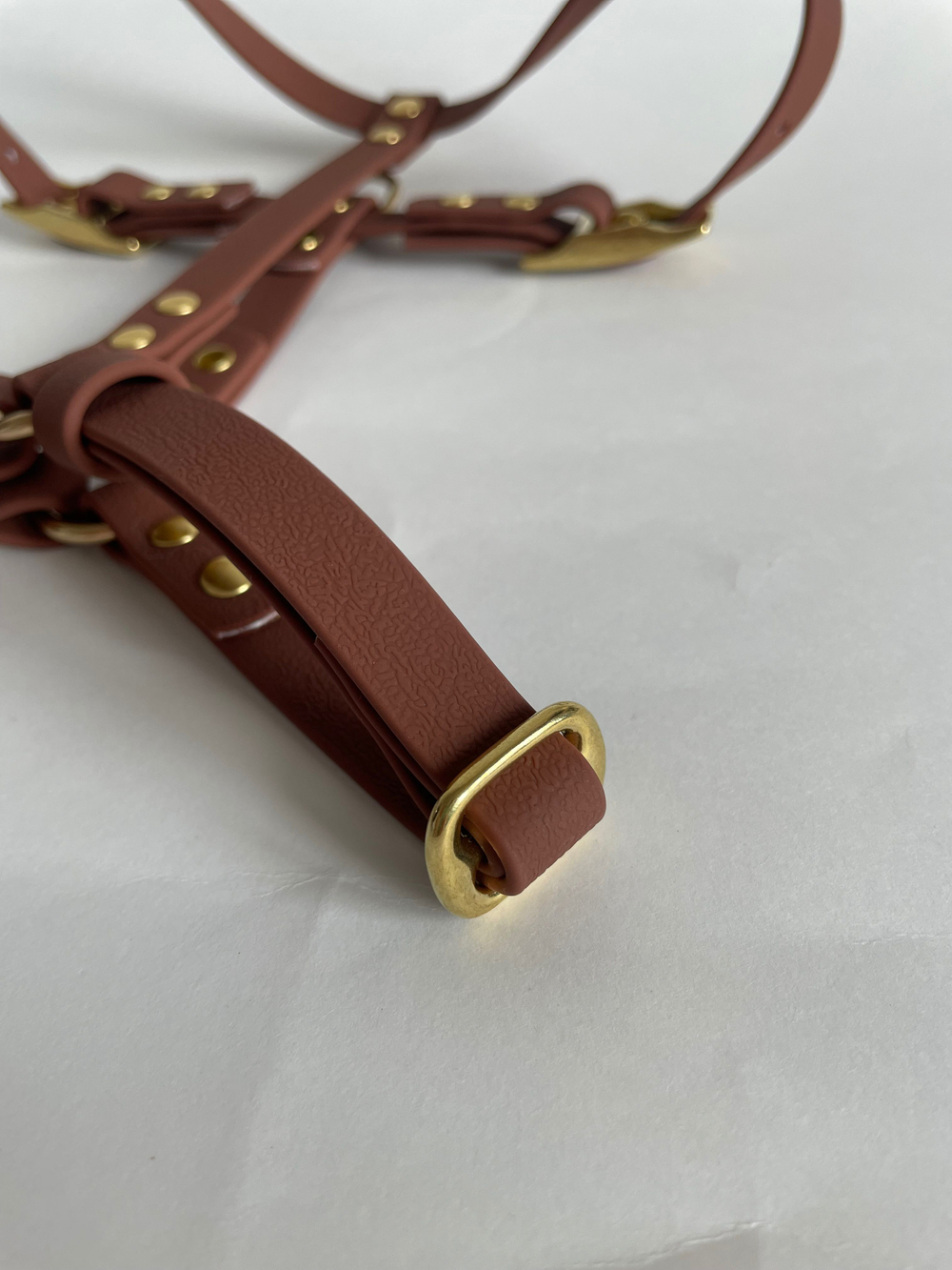 Шлейка из биотана на латунной фурнитуре , s , 15 мм, цвет Мокко под кожу