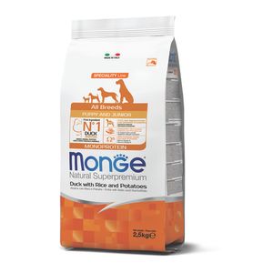 Сухой корм Monge Dog Speciality Line Monoprotein для щенков всех пород, из утки с рисом и картофелем