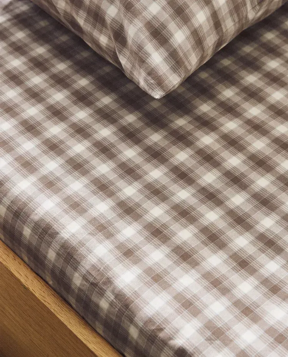 ZARA HOME ДЕТСКАЯ ПРОСТЫНЯ НА РЕЗИНКЕ, КОРИЧНЕВЫЙ