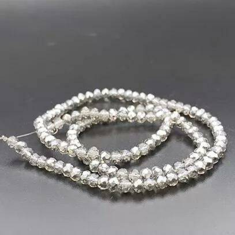 0038-сер Стекло граненое с напылением рондель 4*3мм, серебристый