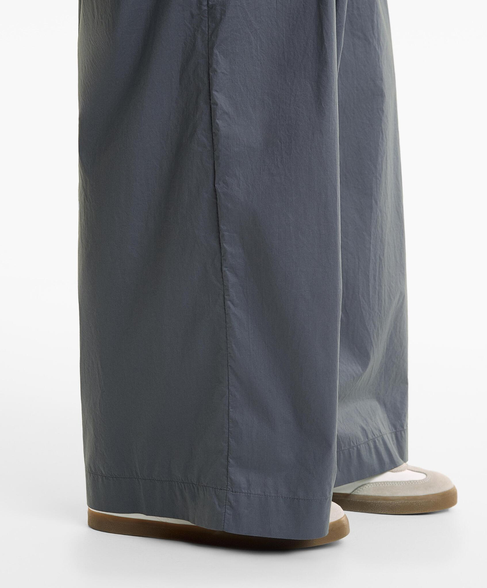 OYSHO Брюки широкие из 100% хлопкового поплина, сине-серый