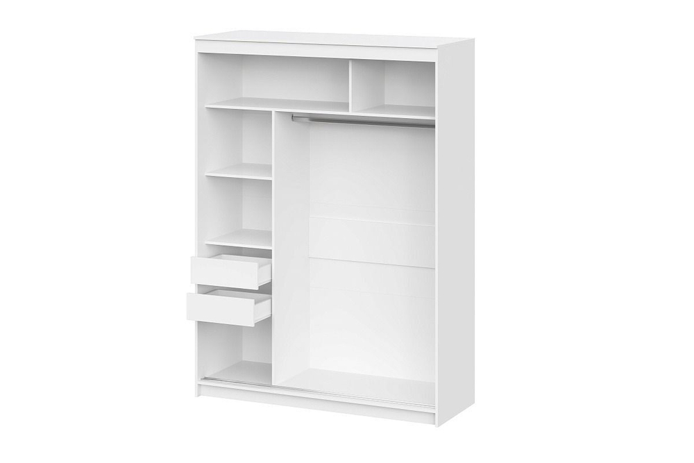 Шкаф-купе с зеркалом для одежды Белый текстурный 160х60х220 см