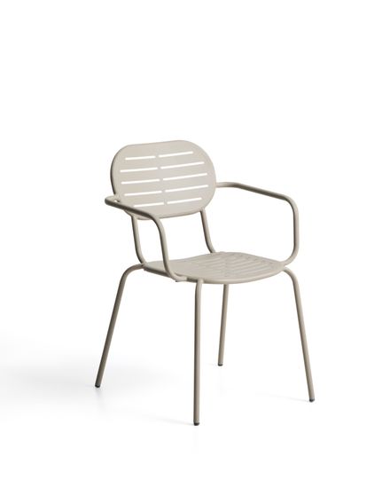 Уличный стул Brai с подлокотниками из оцинкованной стали бежевого цвета