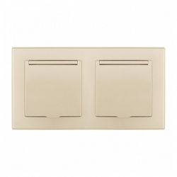 Розетка влагозащищенная с заземлением и со шторкой с крышкой Arte Milano SET06-2 SET06-2-41-1x2 shampan