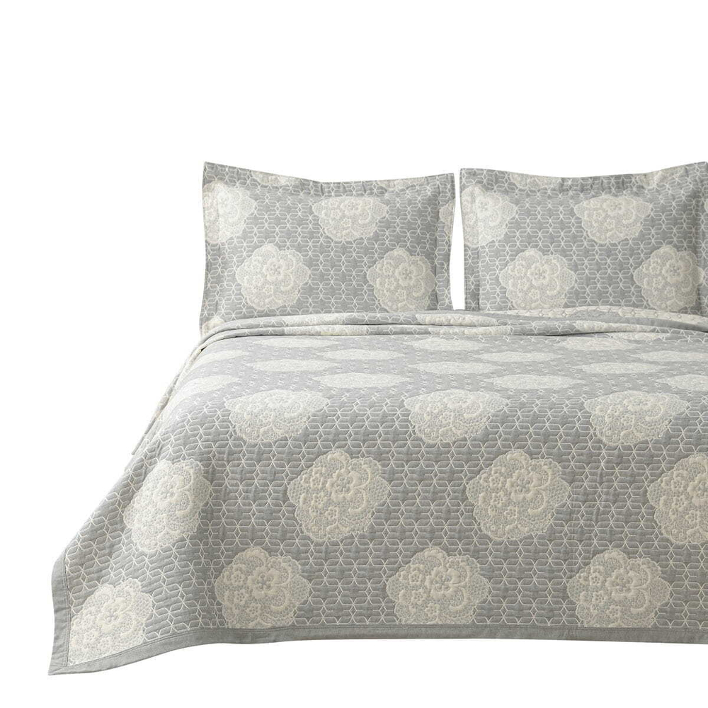 Покрывало 250х260 и 2 наволочки 50х70 Arya home Apollo серое