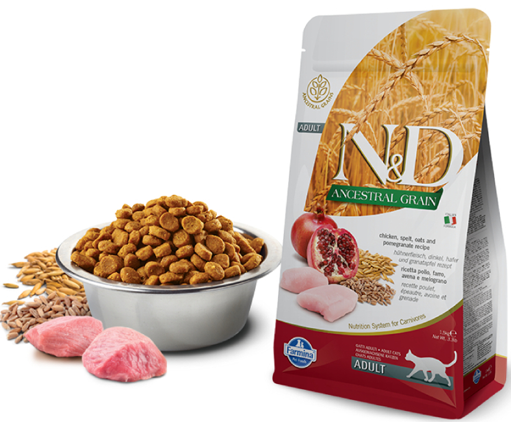 Сухой Корм FARMINA N&D Ancestral Grain Adult для взрослых кошек с курицей и гранатом - 0,3 кг