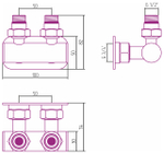 Вентиль Сунержа 2х1/2" угловой шар-шар EU50