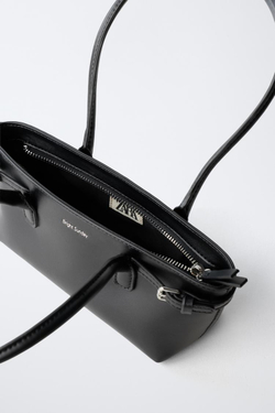 ZARA СУМКА С ПЛЕЧЕВЫМ РЕМНЕМ И ПРЯЖКАМИ, ЧЕРНЫЙ