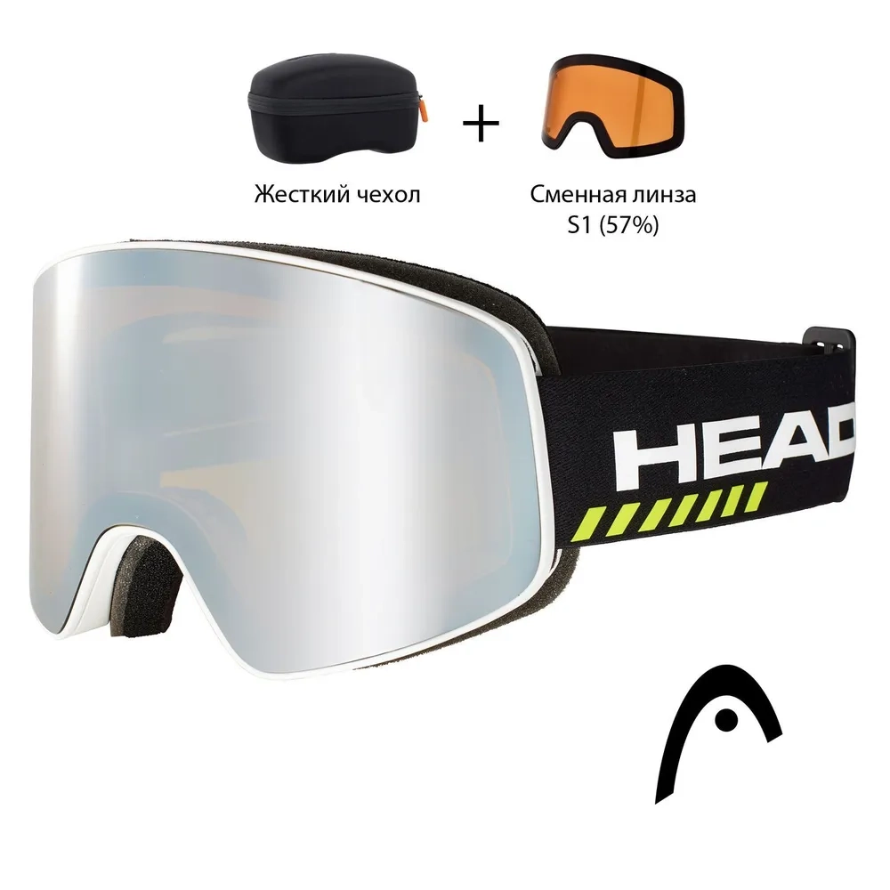 Маска горнолыжная/сноубордическая HEAD HORIZON RACE DH black/silver-brown + доп. линза