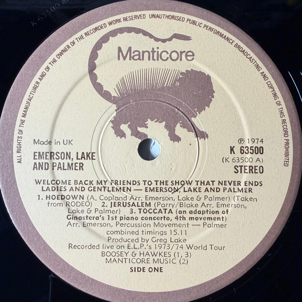 Emerson, Lake & Palmer ‎– Welcome Back My Friends To The Show That Never Ends - Ladies And Gentlemen 3LP (Англия 1974г.)Т
