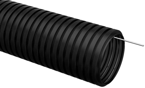 Труба гофрированная ПНД d=16мм с зондом черная (50м) IEK