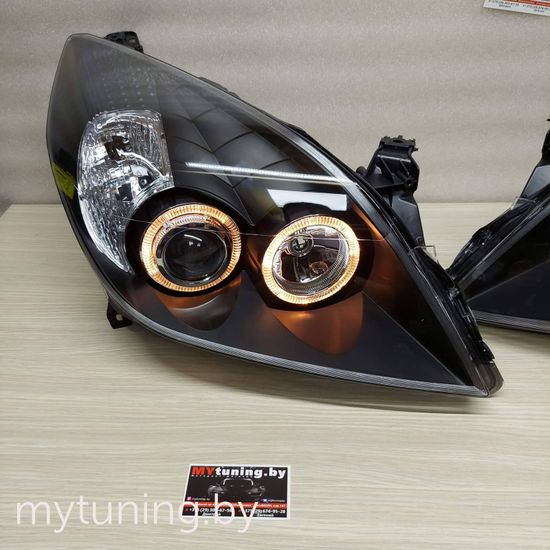 Передние фары Opel Vectra C angel eyes black