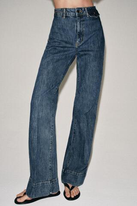 ZARA ДЖИНСЫ FLARE С ВЫСОКОЙ ПОСАДКОЙ — ZW COLLECTION, СИНИЙ