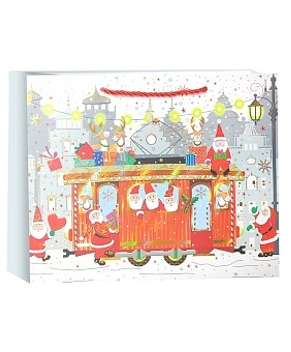 Пакет подарочный Новогоднее веселье Дизайн №3 Металлик 19,5*24,5*9,9 см.