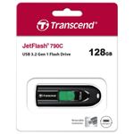 Флеш-диск 128 GB TRANSCEND JetFlash 790C, разъем USB Type-С, черный/зеленый, TS128GJF790C