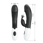 Черный вибратор-кролик 19,8см со стимулятором клитора Pretty Love Rasmussen Bunny Vibrator Black BW-500072-A3