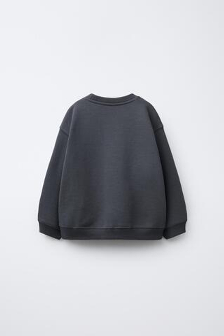 ZARA ТОЛСТОВКА С ВАФЕЛЬНЫМ УЗОРОМ, ТЕМНЫЙ АНТРАЦИТ