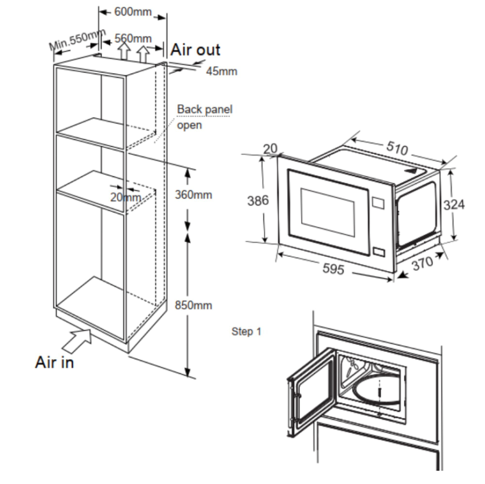 Встраиваемая микроволновая печь Meferi MMO6028BK COMFORT PLUS фото 13