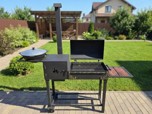 Мангал Удачный 350 (5 мм) на колёсах + печь под казан (Казань)