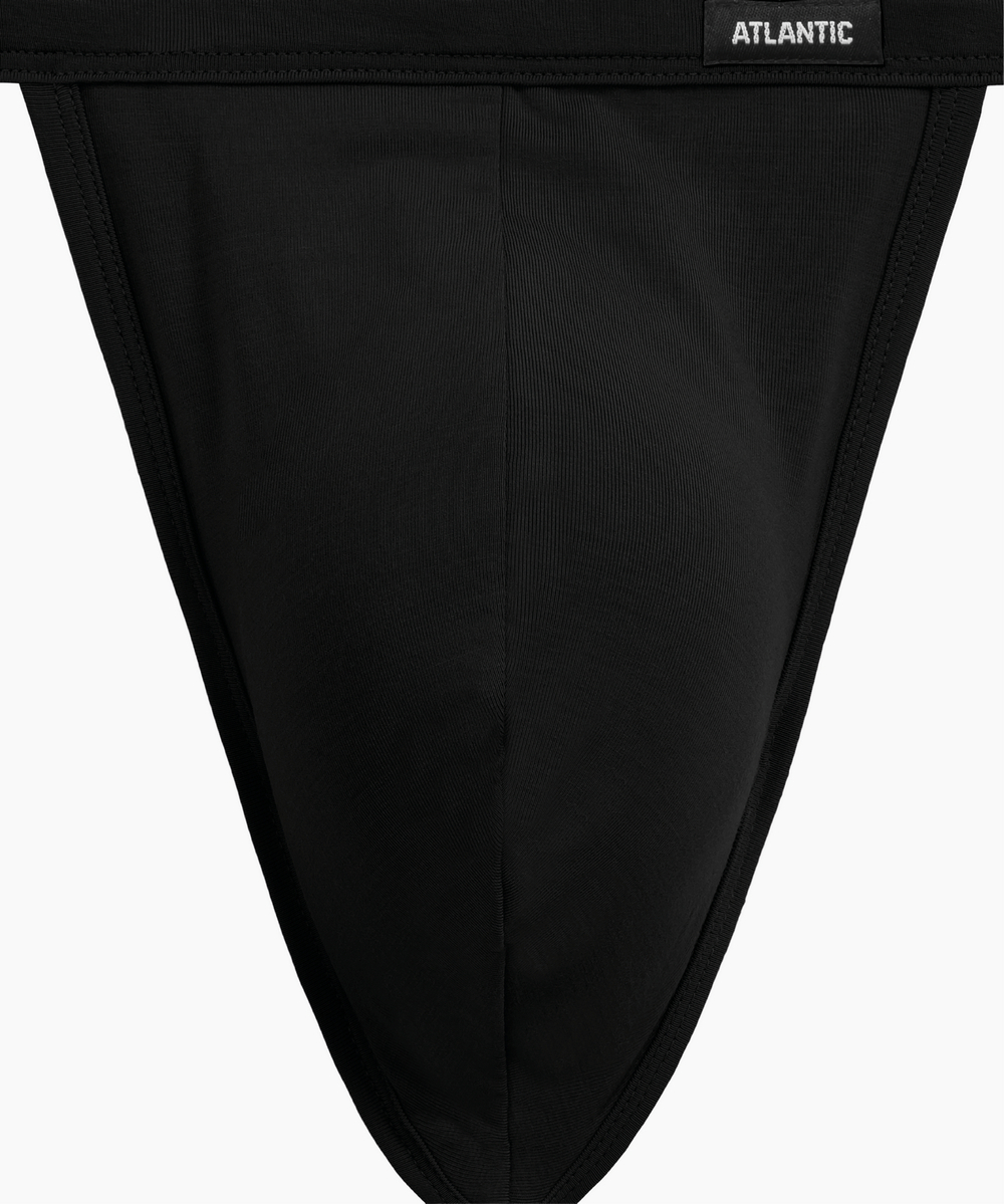 Мужские трусы стринги Atlantic, 1 шт. в уп., микромодал, черные, MP-1586