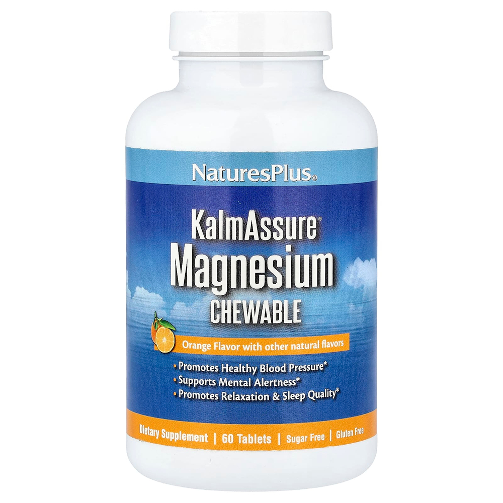 NaturesPlus, KalmAssure®, жевательные таблетки с магнием, со вкусом апельсина, 60 таблеток