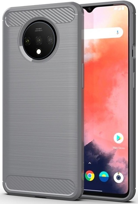 Чехол для OnePlus 7T цвет Gray (серый), серия Carbon от Caseport