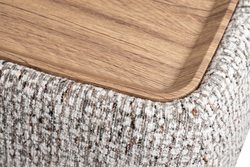 Столик прикроватный мягкий 49х49х27см Garda Decor Runa серый шенилл