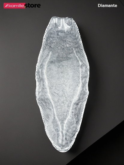 Блюдо фигурное овальное 52 см. из стекла, Diamante