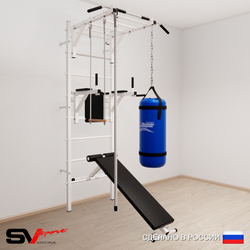 Шведская стенка Sv Sport усиленная 6561 (Турник рукоход/Брусья/Скамья/Канат/Трапеция/Цепь/Мешок 15кг)