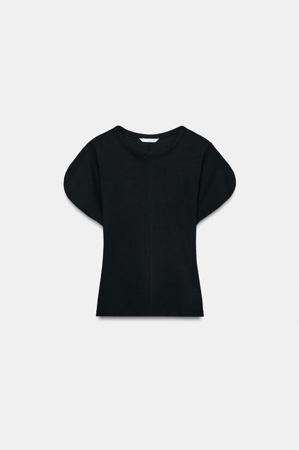 ZARA ФУТБОЛКА С ОБЪЕМНЫМИ РУКАВАМИ, ЧЕРНЫЙ