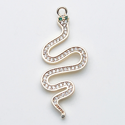Подвеска Змея, цвет золото, фианиты, размер 34*14 мм, цена за 1 шт