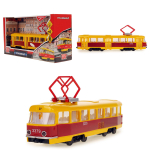 Модель ин. пласт. "Трамвай" 24см. свет-звук, двери, коробка CT12-428-2 (Технопарк)