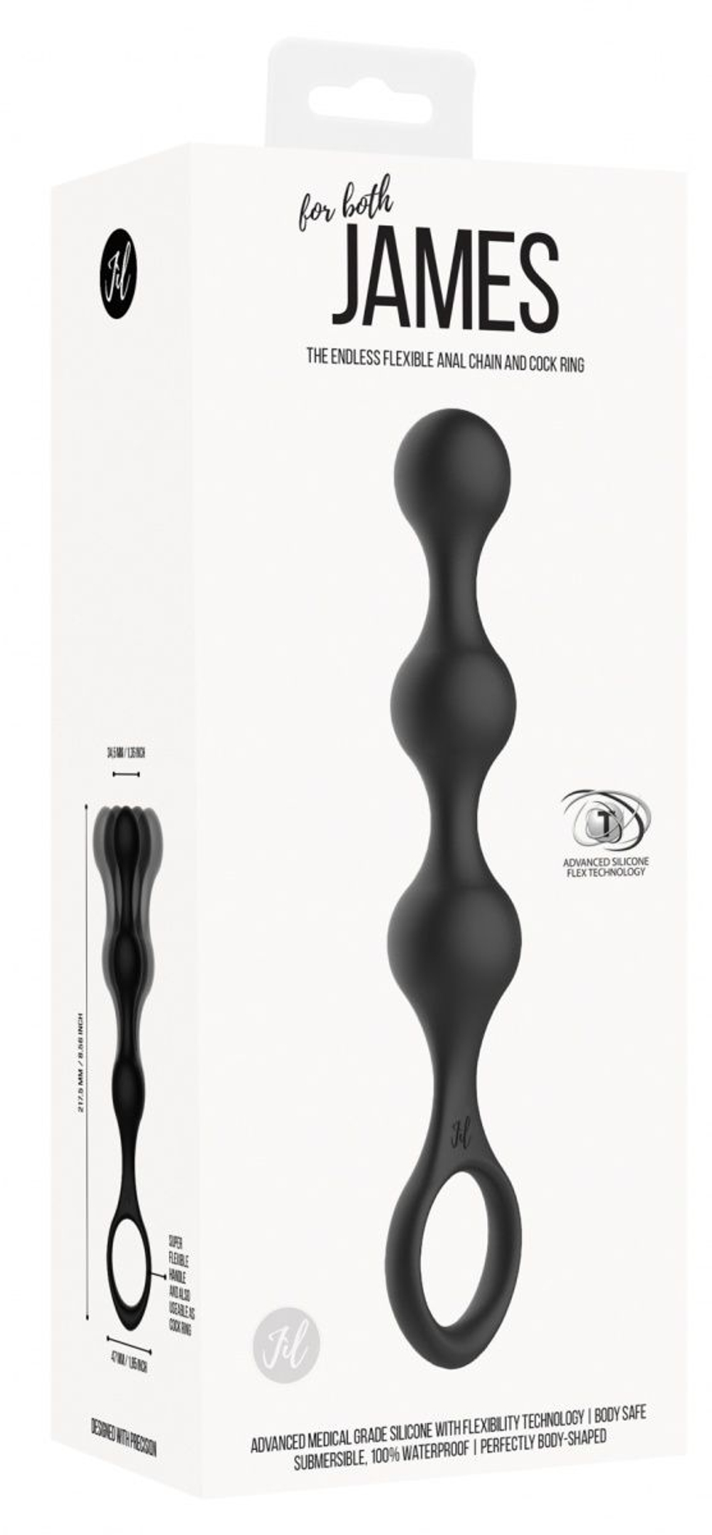 Черная насадка на пенис для двойной стимуляции James - 21 см. (Цвет: черный)