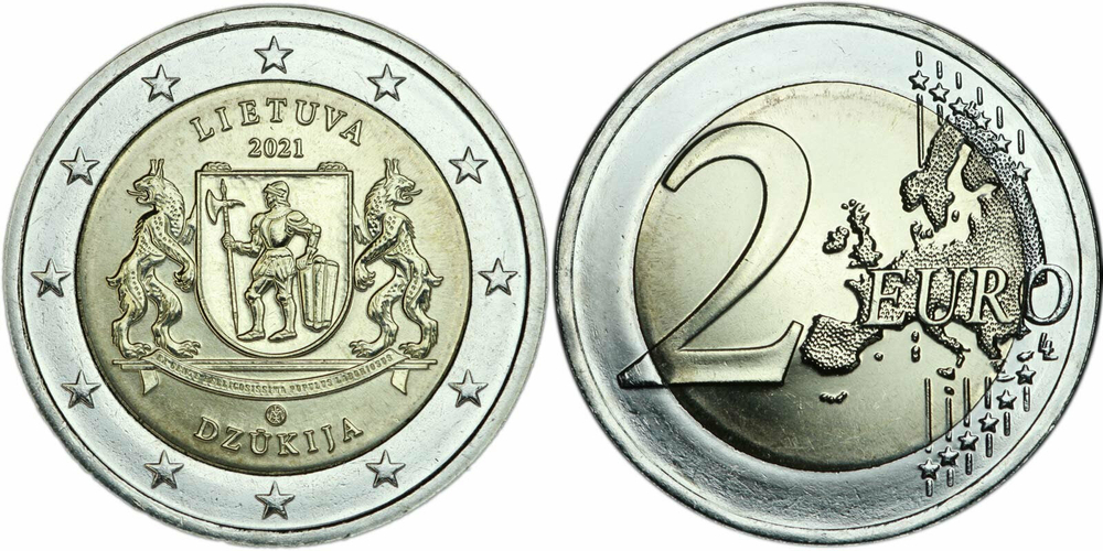 Литва 2 евро, 2021 Литовские этнографические регионы - Дзукия UNC