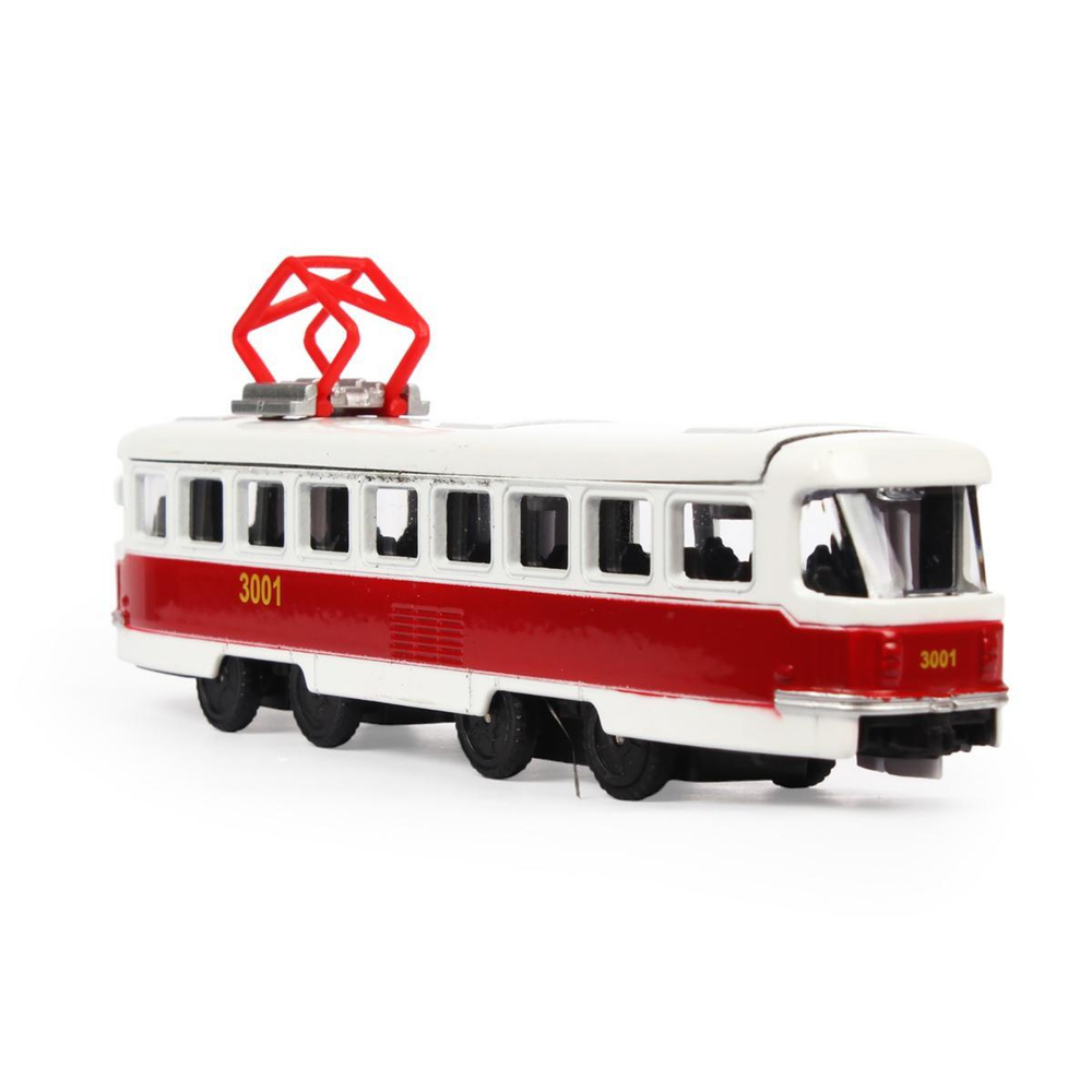 Модель ин. мет. "Трамвай" 16,5см, открыв. двери, в коробка SB-16-66-OR-WB (Технопарк)