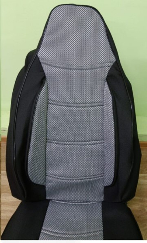 Чехлы на сиденье /2190 Гранта/ с 2018-2020г. Жаккард/Велюр черно-серые с боковой поддержкой (разд.зад. спинка) (ЛИДЕР)