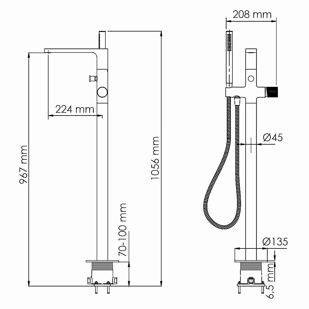 Смеситель для ванны WasserKRAFT Ems 7600 7621 золото