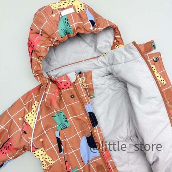 Комбинезон демисезонный "Звери на клетке" светлый терракот