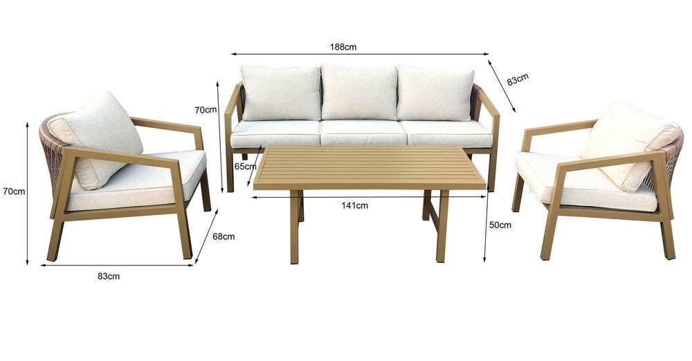 "Детройт" лаунж-зона из искусственного ротанга, цвет бежевый