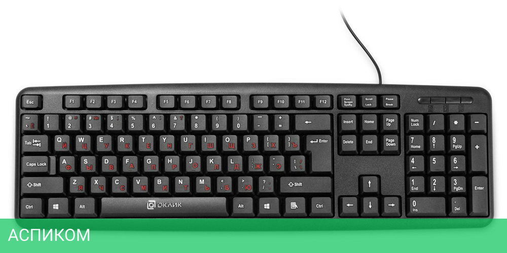 Клавиатура Oklick 180M PS/2 черный