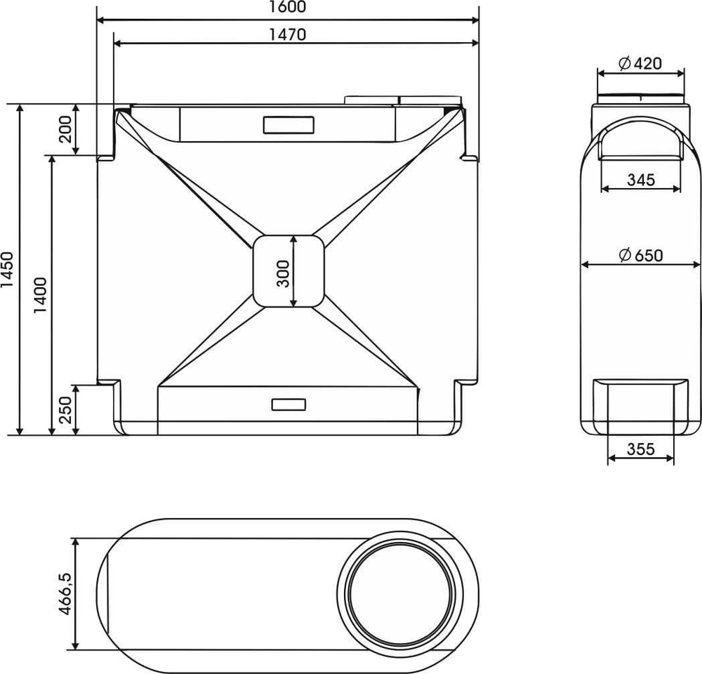 Ёмкость Танк 1000л Политим 1000 л. прямоугольный (1600x650x1450см;синий) - арт.560725