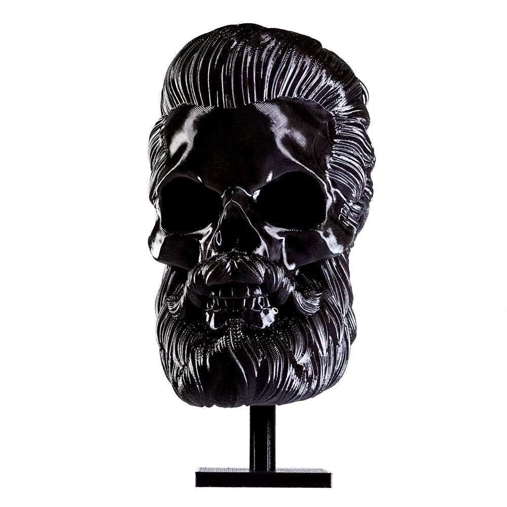 Бородатый череп фигурка для декора интерьера, арт-объект,3D печать, черный 24,5 см.