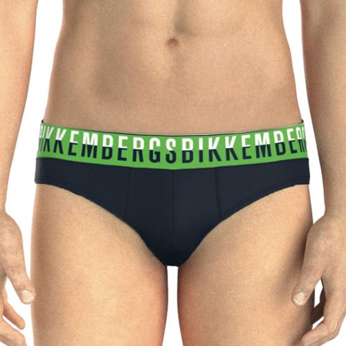 Мужские трусы брифы темно-синие набор 3в1 Bikkembergs BICOLOR BKK52USP27TR