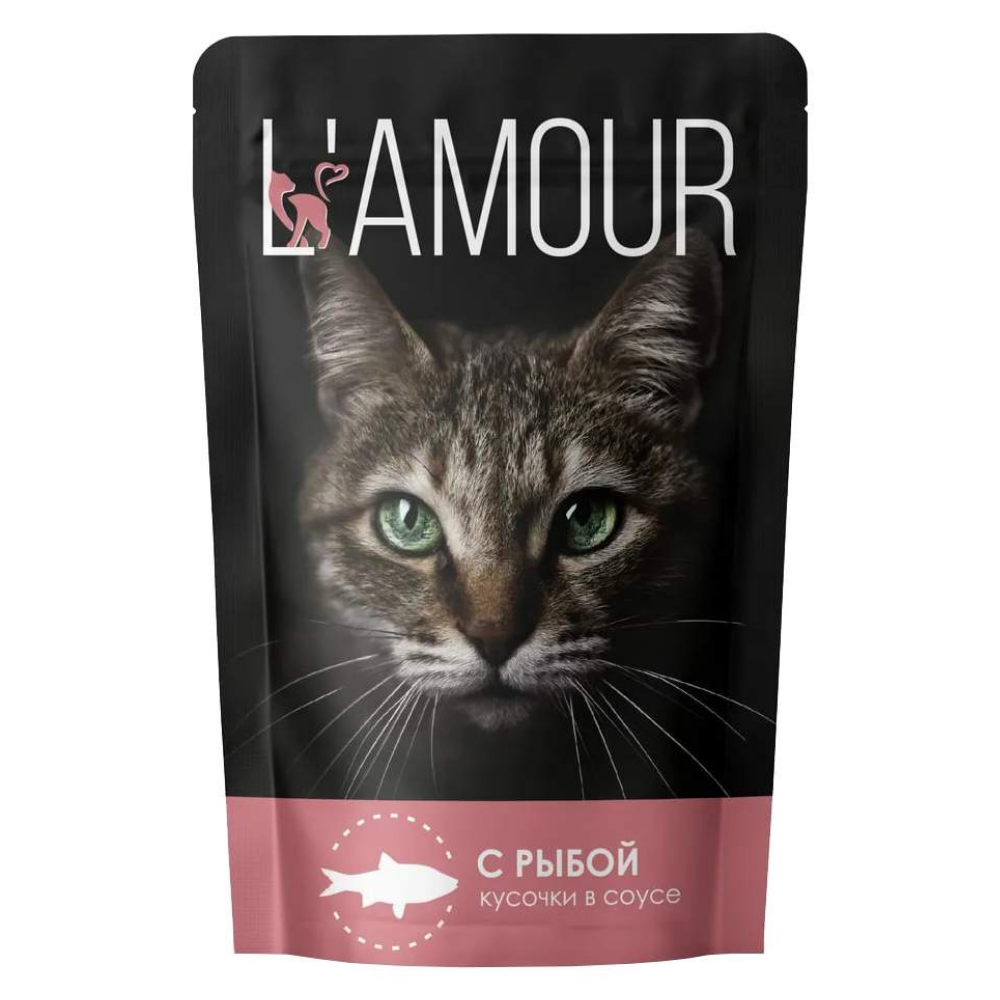 Влажный корм LAMOUR для кошек с рыбой в соусе 75 гр