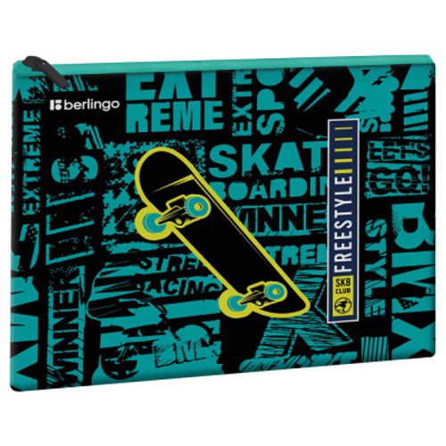 Папка 1 отделение, А5 Berlingo "Skateboarding", 255*205мм, ПВХ, на молнии И